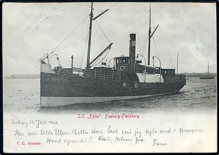“Fylla”, S/S, Faaborg-Flensburg dampskib - fra 1920 under dansk flag. F. C. Alstrøm u/no. Kvalitet 8