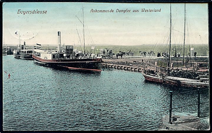 Højer sluse med dampskibe fra Westerland. A. M. Hansen no. 1936. Kvalitet 8