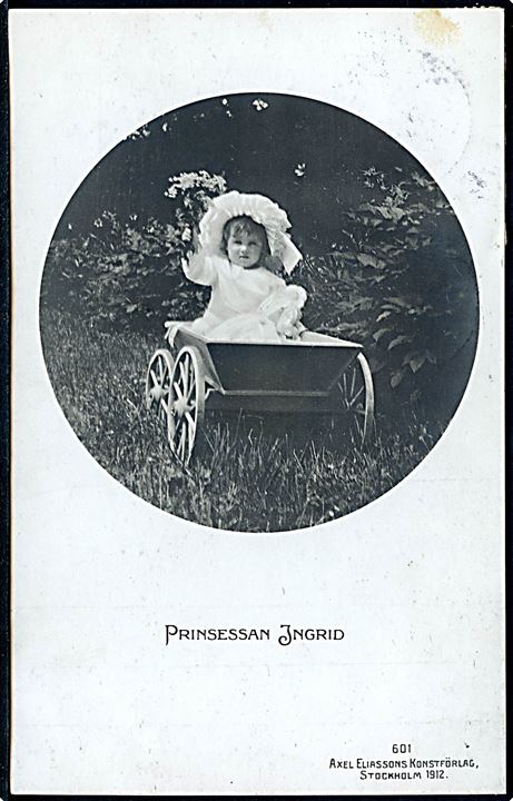 Prinsesse Ingrid i legevogn. A. Eliasson no. 601. Kvalitet 7