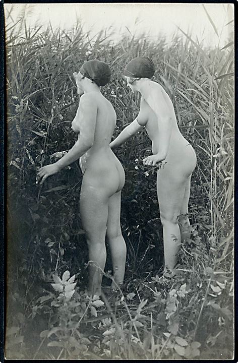 Erotik/Nudes. To kvinder i naturen. Fotokort u/no. Kvalitet 8