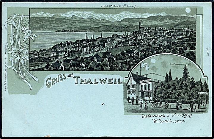 Schweiz, Thalweil. “Gruss aus”. H. Guggenheim & Co. no. 1297. Kvalitet 8