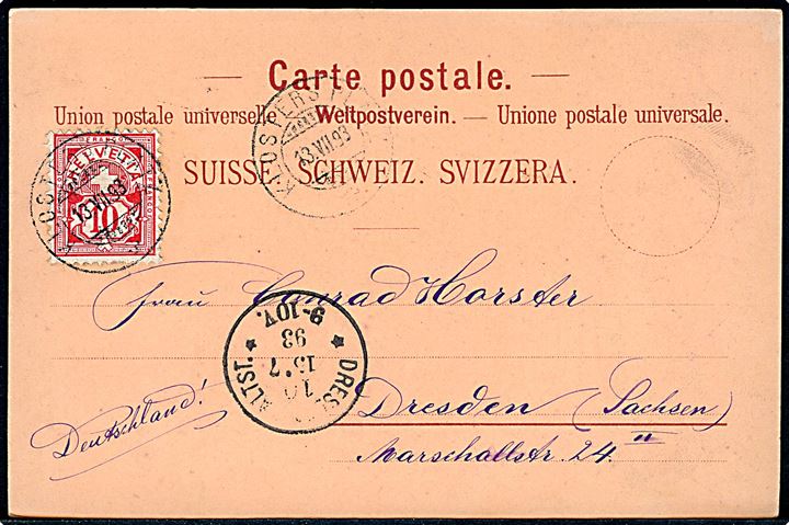 Schweiz, Kloster, Silvretta & Kurhaus. Müller u/no. Anvendt 1893. Kvalitet 8