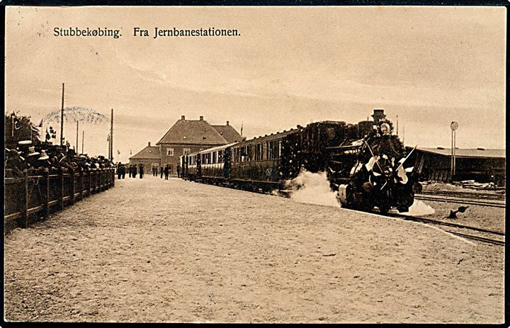 Stubbekøbing, jernbanestation ved åbningen d. 26.5.1911. N. Bruun u/no. Kvalitet 9