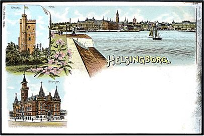 Sverige, Helsingborg, Kärnan, rådhus og havnen. Killberg u/no. Kvalitet 8