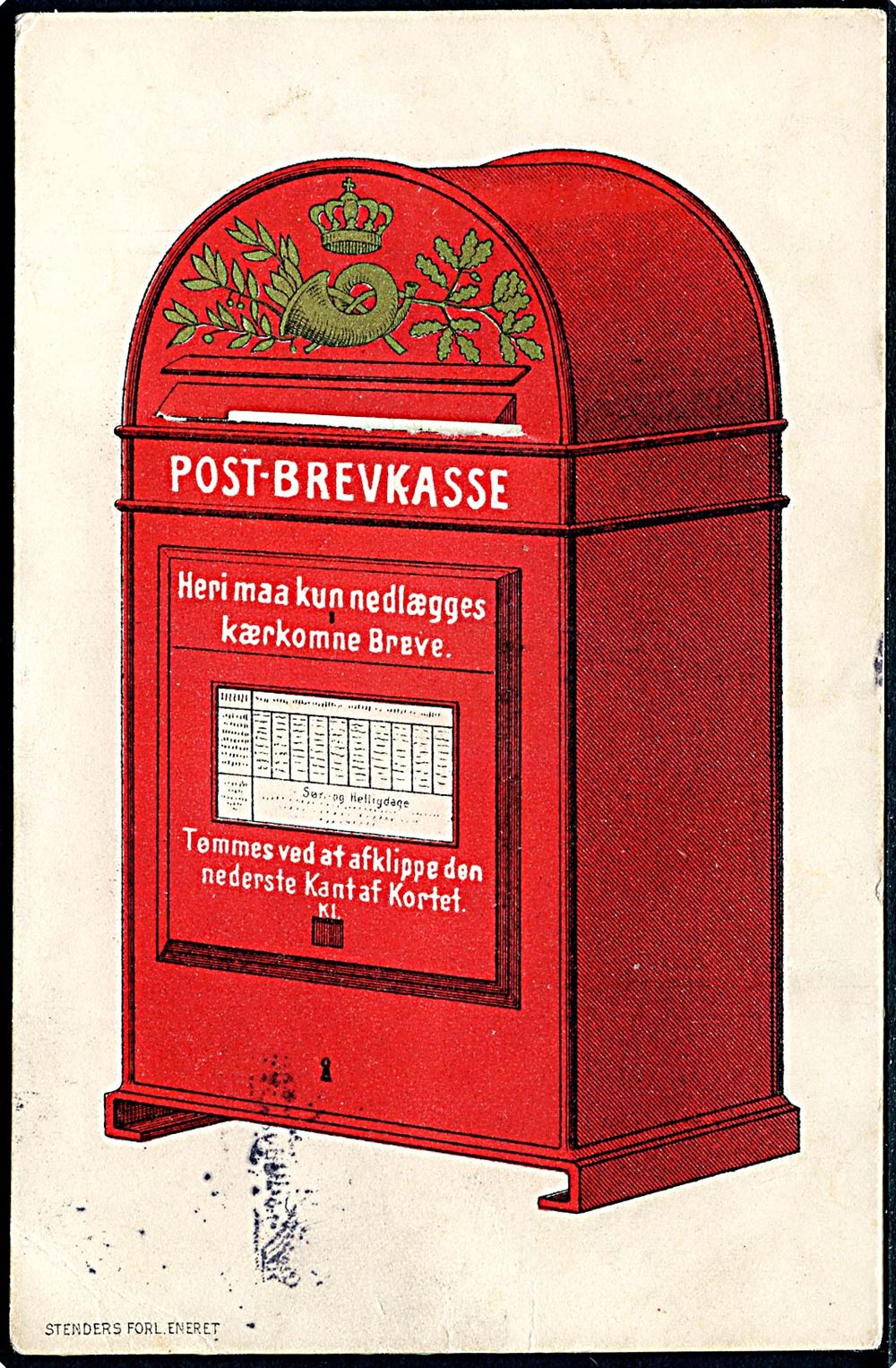 Postkasse med Brev Stenders u no 7 1904