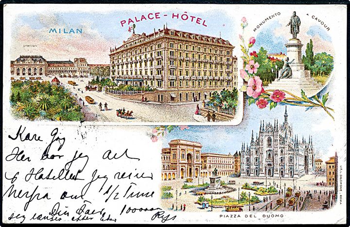 Italien, Milano, partier med bl.a. Palace Hotel. L. Salomone u/no. Kvalitet 7