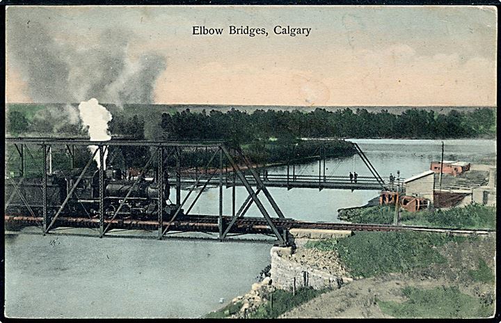 Canada, Elbow Bridge med damptog i Calgary. Pearson u/no. Kvalitet 7