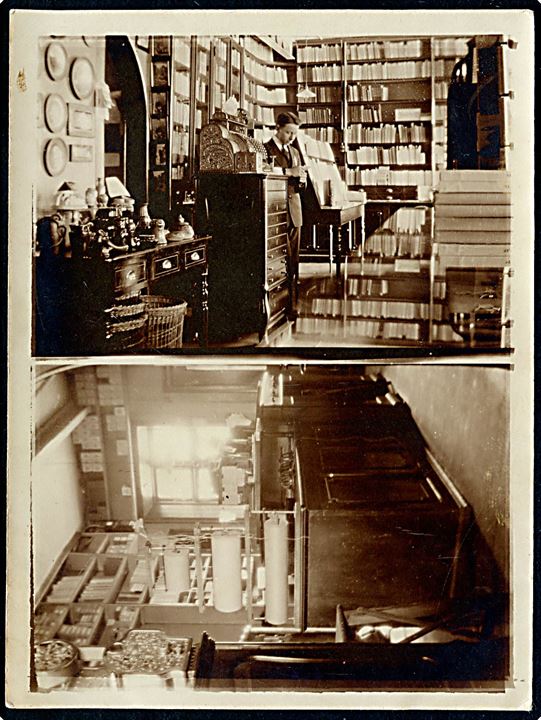 Rønne, Colbergs Boghandel. K. Kofoed u/no. Medfølger 2 foto med interiør fra boghandlen bl.a. postkortstativ. Kvalitet 8