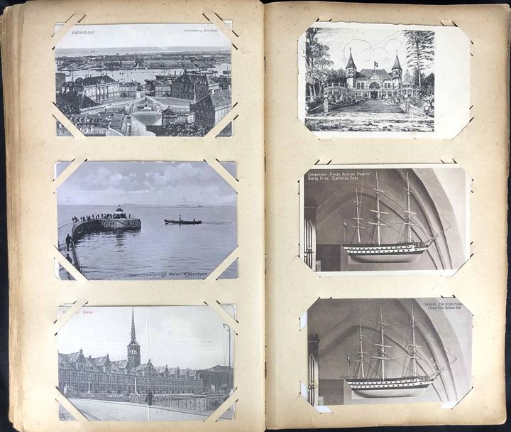 Danmark. Gammelt postkortalbum med 300 gamle topografiske postkort.  Kvalitet Mix