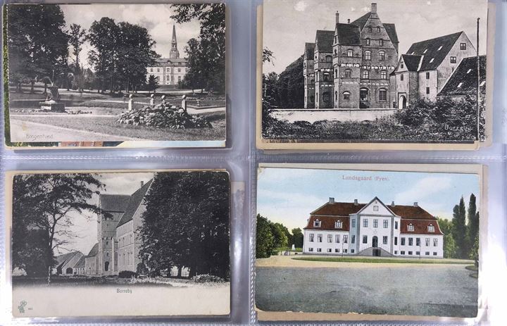 Danske Slotte og Herregårde. Ringbind med 240 ældre postkort. Kvalitet Mix