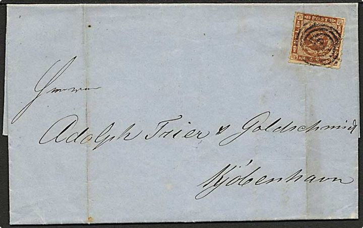 1864. 4 sk. stukken kant på brev dateret Randers d. 16.6.1864 og annulleret med nr.stempel 53 til Kjøbenhavn. Ank.stemplet Kiøbenhavn d. 17.6.1864. Randers blev besat d. 25.4.1864.