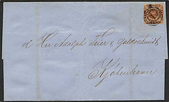 1864. 4 sk. stukken kant på dampskibsbrev dateret Randers d. 24.10.1864 annulleret med nr.stempel 1 og sidestemplet Kiøbenhavn d. 25.10.1864.