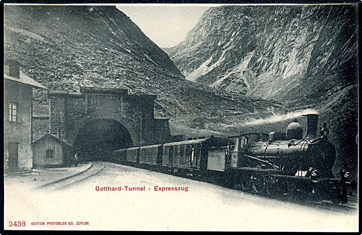 Schweiz. St. Gotthardstunnelen med eksprestog. No. 2438.