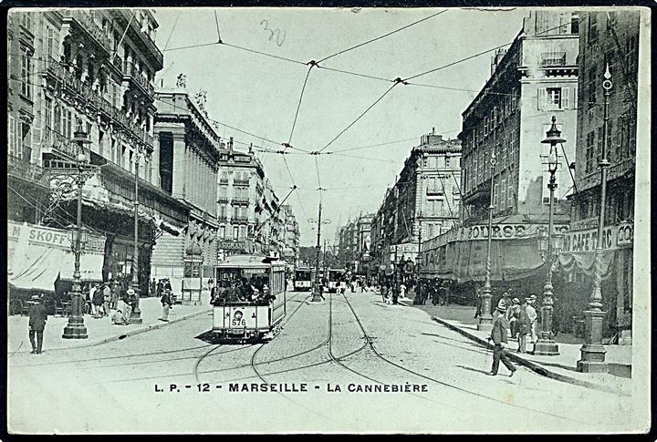 Frankrig, Marseille, la Cannebiere med sporvogn. No. 12.