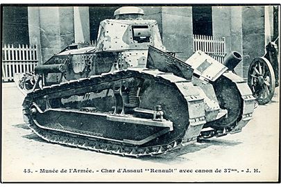 Frankrig. Renault kampvogn fra 1. verdenskrig. 