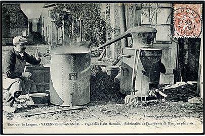 Frankrig, Varennes-sur-Amance, fremstilling af eau-de-vie de marc - fransk grappa.