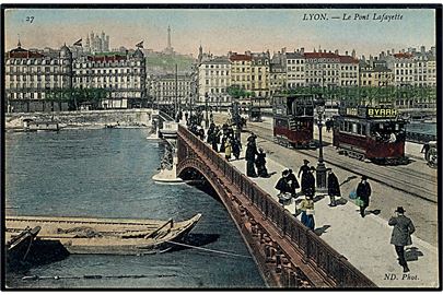Frankrig, Lyon, le Pont Lafayette med sporvogne. No. 27.