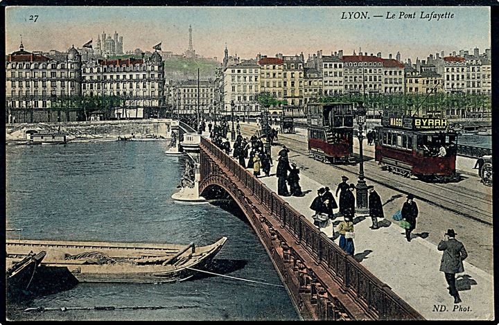 Frankrig, Lyon, le Pont Lafayette med sporvogne. No. 27.