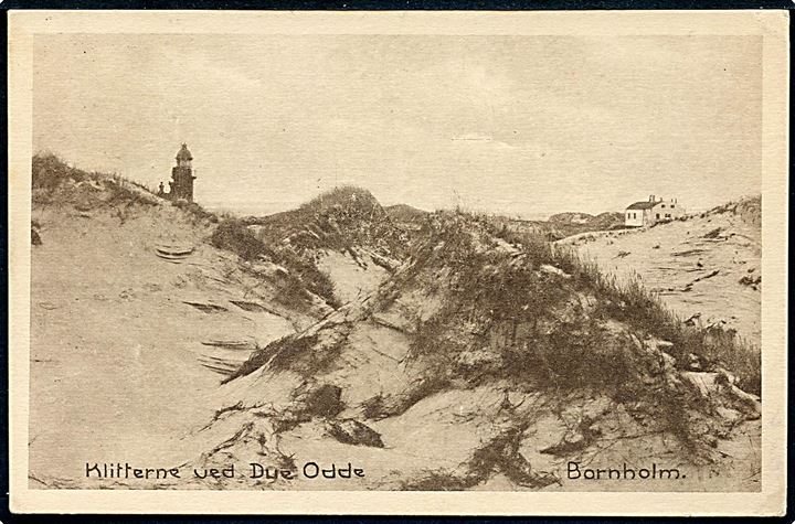 12/15 øre Provisorium på brevkort (Klitterne ved Dueodde med fyrtårn) stemplet Nexø d. 30.6.1926 til Vanløse.