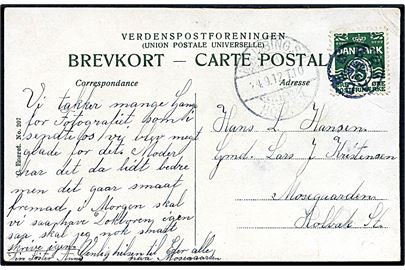 5 øre Bølgelinie på brevkort annulleret med stjernestempel BRAADE og sidestemplet bureau Nykjøbing S. - Holbæk T.10 d. 24.9.1912 til Holbæk.
