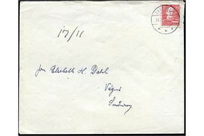20 øre Chr. X på brev stemplet Thorshavn d. 18.11.1943 til Vagur på Suderoy.