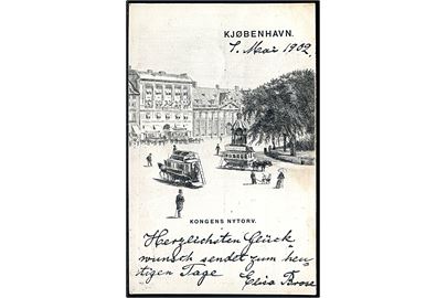 Købh., Kongens Nytorv med hestetrukne omnibusser. U/no.