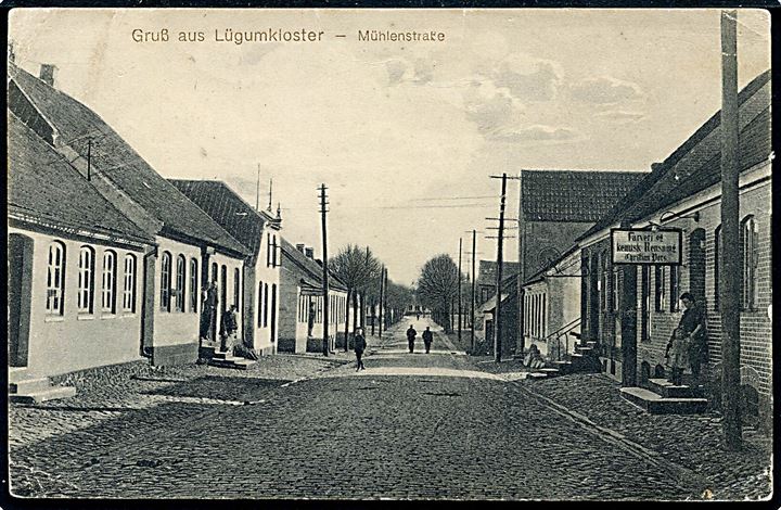 Løgumkloster, Mühlenstrasse. H. Michelsen. Anvendt som feltpost i 1915.