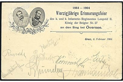 Krigen 1864. 40 års jubilæum for det østrigske infanteri regiment no. 27 sejr ved Översee. Anvendt i Graz d. 7.2.1904.