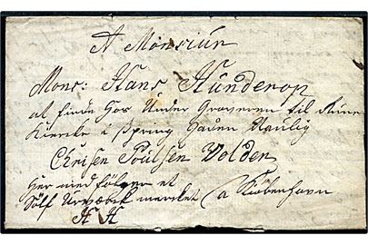 1768. Pakkefølgebrev med langt indhold dateret i Odense d. 12.4.1768 påskrevet Hermed fölger et Sölf Urverk mærket H.H. til Kjøbenhavn.