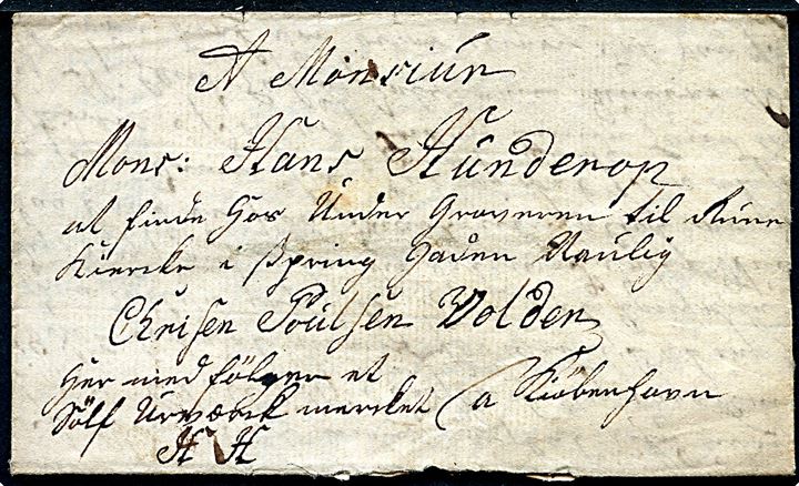 1768. Pakkefølgebrev med langt indhold dateret i Odense d. 12.4.1768 påskrevet Hermed fölger et Sölf Urverk mærket H.H. til Kjøbenhavn.