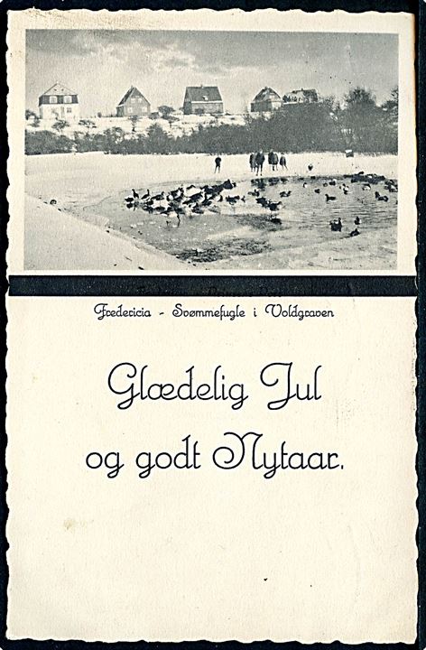 Fredericia, Svømmefugle i Voldgraven. Jule- og nytårskort. J.A.F. no. 3042.