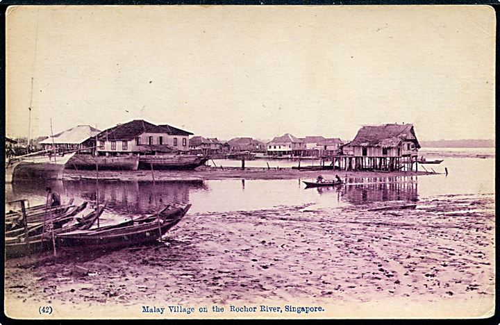 Singapore, Malaya Village on the Rochor River. No. 42.