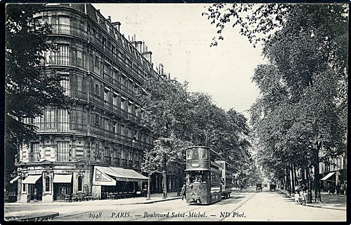 Frankrig, Paris, Boulevard Saint-Michel med sporvogn. No. 2948.