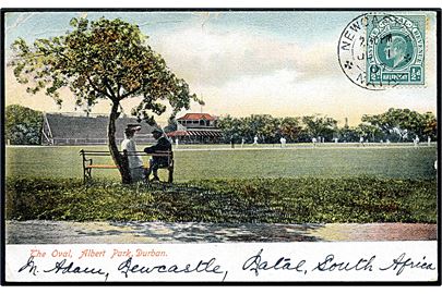Sydafrika, Durban, The Oval, Albert Park. Sendt fra Newcastle Natal 1907 til Randers, Danmark. Knæk.