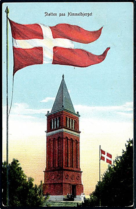Himmelbjerget med tårn og dannebrog. P. Heckscher no. 5313.