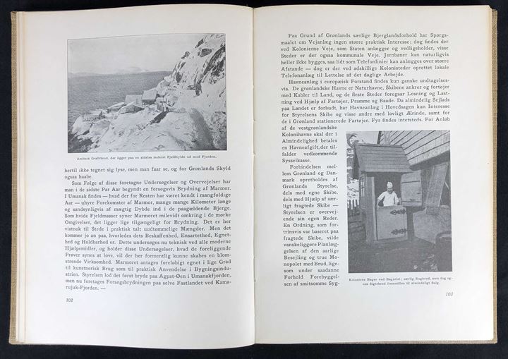 Grønland - Folk og Land i vore Dage af Knud Oldendow. 214 sider illustreret med fold-ud kort bagerst i bogen.+