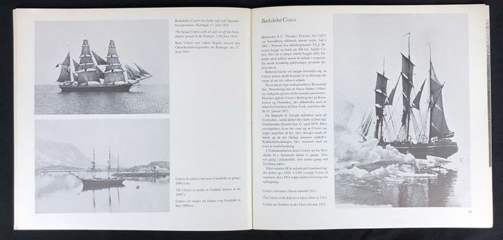Maritime minder fra Grønlandsfarten, F, Holm-Petersen. 48 sider illustreret historisk gennemgang af Den kongelig grønlands Handels sejlskibe fra 1774 og frem.
