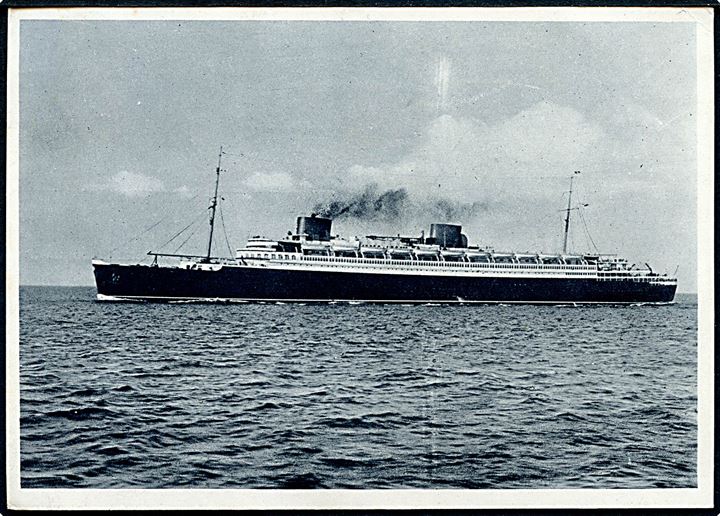 15 pfg. Hindenburg på brevkort (NDL damper Bremen) annulleret med skibsstempel Deutsch-Amerik. Seepost * Bremen - New York * / D. Bremen N.D.L. d. 3.2.1934 til Bückeburg, Tyskland.