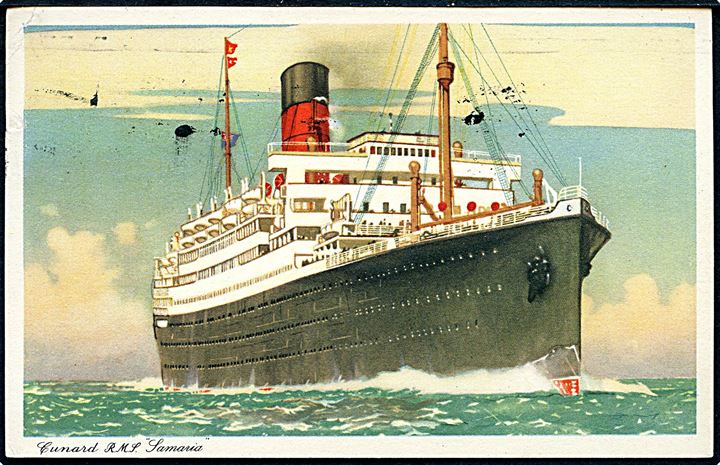 2d George VI i parstykke på brevkort (Cunard R.M.S. Samaria) annulleret med skibsstempel Southampton Paquebot / Paquebot posted at sea d. 17.12.1953 til Wien, Østrig.