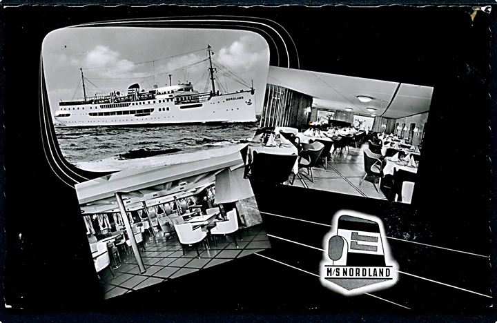 10 pfg. Heuss på brevkort (M/S Nordland, Travemünde-Kopenhagen-Helsingborg) annulleret med skibsstempel Deutsche Schiffspost MS Nordland / Travemünde - Skandinavien d. 28.6.1958 til Berlin, Tyskland.