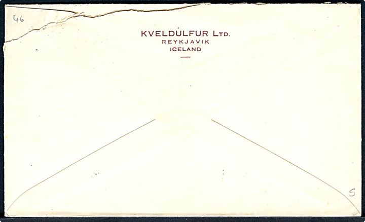 20 aur Gullfoss på skibsbrev fra Reykjavik annulleret med engelsk stempel i Hull Yorks. d. 3.10.1932 og sidestemplet “Paquebot” til Thorshavn, Færøerne.