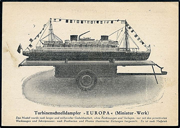 Europa, S/S, skibsmodel på trailer. 