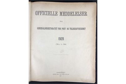 Officielle Meddelelser fra Generaldirektoratet for Post- og Telegrafvæsenet. 1928. Indbundet årgang 254 sider. 