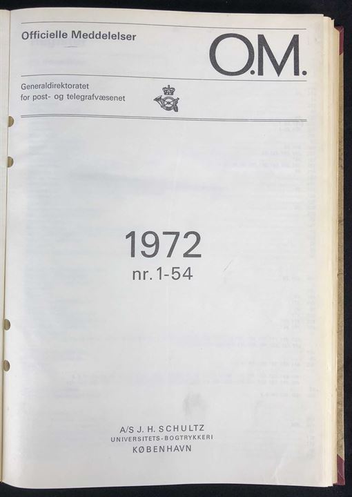 Officielle Meddelelser fra Generaldirektoratet for Post- og Telegrafvæsenet. 1972. Indbundet årgang 282 sider. 