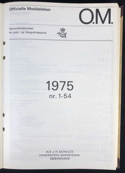Officielle Meddelelser fra Generaldirektoratet for Post- og Telegrafvæsenet. 1975. Indbundet årgang 296 sider. 