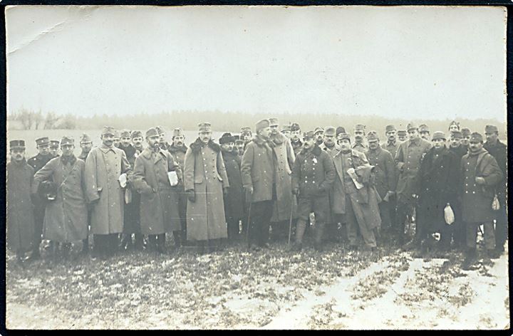 5 øre Chr. X på brevkort (Foto af østrig-ungarske krigsfanger) fra Lazaretlejren ved Hald annulleret med brotype IIIb Krigsfangelejr No 2 Danmark d. 30.1.1918 til Silkeborg.