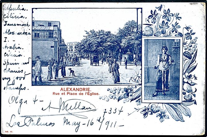 Egypten. Alexandrie. Rue et Place de l'Église. No. 55. 