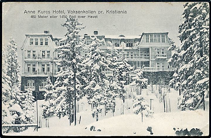 Norge. Anne Kures Hotel, Voksenkollen pr. Kristiania. Fotograf Skarpmoen no. 540. 