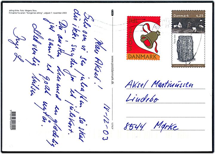 4,25 kr. illustreret helsagsbrevkort (1275CP) med Julemærke 2003 annulleret Østjyllands Postcenter d. 19.12.2003 til Mørke.