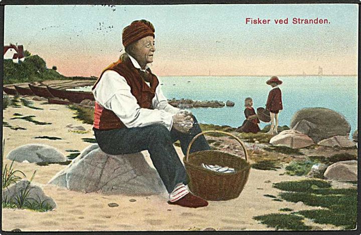 Fisker ved stranden. A. Vincent no. 127/1.